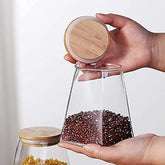 2 li Borosilkat Cam Bambu Vakum Kapak Saklama Kavanozu 550 ML