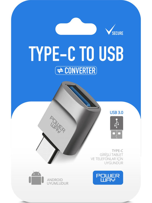 Powerway Type-C To USB 3.0 Yüksek Hızlı Veri Aktarımı Otg Çevirici Dönüştürücü Adaptör