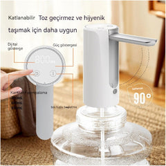 Dijital Ekranlı Masa Üstü Damacana Su Pompası Beyaz