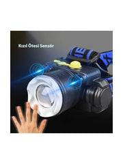 USB Şarjlı Sensörlü 200-800 Lümen LED Kafa Lambası