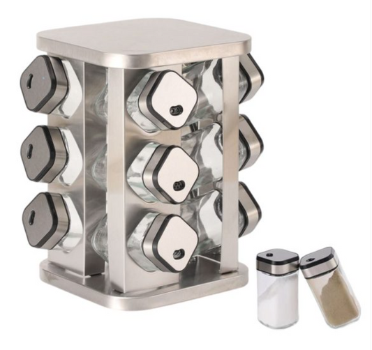 Dönebilen Çelik Stantlı Tezgah Üstü 12 Adet Baharat Seti