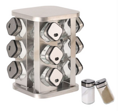 Dönebilen Çelik Stantlı Tezgah Üstü 12 Adet Baharat Seti