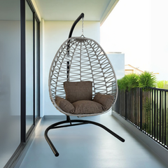 Armut Model Minderli İp Örgü Salıncak Bej