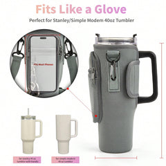 Omuz Askılı Telefon Tutuculu Stanley Termos Çantası Gri