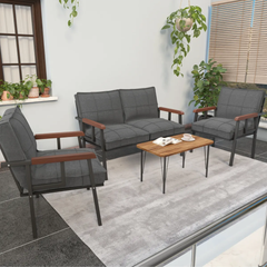 Hayal 4 Kişilik Sehpalı Bahçe Oturma Grubu Antrasit