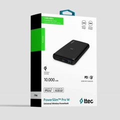 Ttec PowerSlim 10000 Pro Wireless Powerbank Siyah