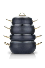 Schafer Jupiter 8 Parça Yanmaz Yapışmaz Tencere Seti Lacivert