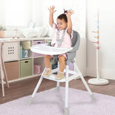 Dolu Emniyet Kemerli Mama Sandalyesi Gri Beyaz