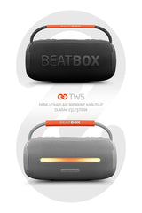 Powerway Beatbox Led Işıklı Ses Bombası Usb Sd Aux Fm Radyo Bluetooth Hoparlör Gri