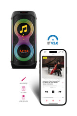 Powerway Duo XL Taşınabilir Mikrofonlu Led Işıklı 20x2 W Karaoke Ses Kayıt Bluetooth Hoparlör