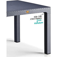 90x90 Cm 4 Vektör Sandalyeli Camlı Masa Seti Antrasit Gri