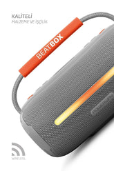 Powerway Beatbox Led Işıklı Ses Bombası Usb Sd Aux Fm Radyo Bluetooth Hoparlör Gri