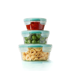 Cam 3 lü Yuvarlak Sızdırmaz Saklama Kabı 350 620 950 ML