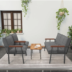 Hayal 4 Kişilik Sehpalı Bahçe Oturma Grubu Antrasit