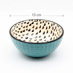 İçi Siyah Puantiyeli Çorba Çerez Kasesi Yeşil 15 cm