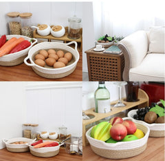 Dekoratif Halat Örgü 3 Boy Çok Amaçlı Organizer Sepet