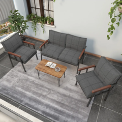 Hayal 4 Kişilik Sehpalı Bahçe Oturma Grubu Antrasit