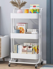 3 Katlı 45x37x85 Cm Tekerlekli Organizer Raf Beyaz