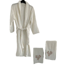 3 Parça S-M Bornoz Seti Beyaz