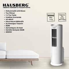 Hausberg 16000 BTU Dokunmatik Ekran Soğutma Isıtma Havalandırma ve Nem Alma Portatif Klima
