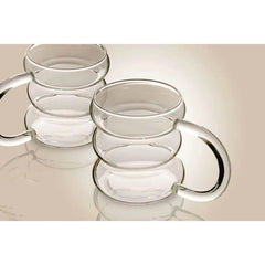 2'Lİ Boğumlu Saplı Borosilkat Cam Bardak Kupa