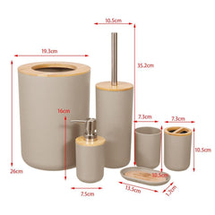 6'sı 1 Arada Banyo Aksesuar Seti Kapuçino Alana 45x70 Cm Mikrofiber Banyo Paspası Hediye