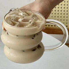 2'Lİ Boğumlu Saplı Borosilkat Cam Bardak Kupa