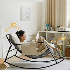 Sallanan Metal İskeletli Teslin Kumaşlı Konforlu Sandalye Koltuk Siyah Beyaz