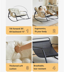 Sallanan Metal İskeletli Teslin Kumaşlı Konforlu Sandalye Koltuk Siyah Beyaz