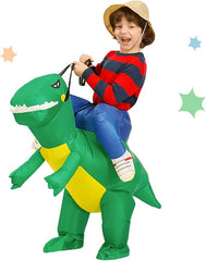 Giyilebilir Şişme Dinazor Çocuk Eğlence Kostümü 90-140 cm Açık Yeşil