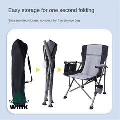 Katlanır Taşıma Çantalı 600D Kumaş Kamp Sandalyesi Gri Siyah