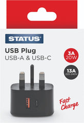 3A 20W USB-A & USB-C Girişli Beyaz Hızlı Şarj Adaptörü Priz
