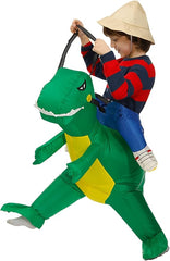 Giyilebilir Şişme Dinazor Çocuk Eğlence Kostümü 90-140 cm Açık Yeşil