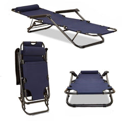 Katlanır Şezlong Sandalye 153x60x75 cm Lacivert