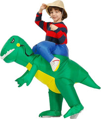Giyilebilir Şişme Dinazor Çocuk Eğlence Kostümü 90-140 cm Açık Yeşil