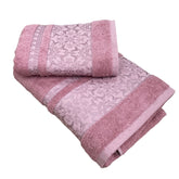 70x140 ve 50x90 cm Çiçek Desenli 4lü Havlu Seti Kahve Pembe