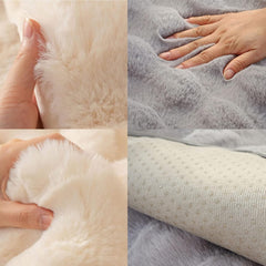 Koyu Gri Tavşan Tüyü Kaymaz Kanepe Örtüsü Kılıfı