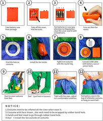 Giyilebilir Şişme Dinazor Çocuk Eğlence Kostümü 90-140 cm Turuncu