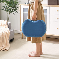 Saplı Ahşap Ayaklı 40x22 Cm Kavisli Taşınabilir Çok Amaçlı Puf Lacivert