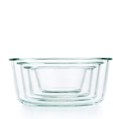 Cam 3 lü Yuvarlak Sızdırmaz Saklama Kabı 350 620 950 ML