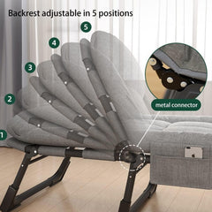 Katlanır Taşınabilir Hafif 190x64x32 Cm Şilteli Çok Amaçlı Şezlong Yatak Açık Gri