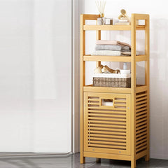 Bambu Kirli Sepetli 3 Raflı Çok Amaçlı Banyo Düzenleyici Çamaşır Sepeti Organizer 120x40 Cm