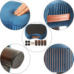 Saplı Ahşap Ayaklı 40x22 Cm Kavisli Taşınabilir Çok Amaçlı Puf Lacivert