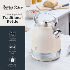 Swan Retro Geleneksel Su Isıtıcısı Krem