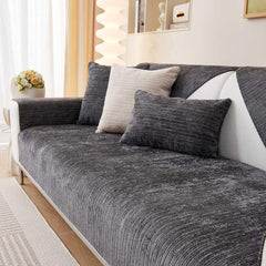 Gri İskandinav Şönil Kaymaz Kalın Kanepe Yastık Örtüsü Kılıfı