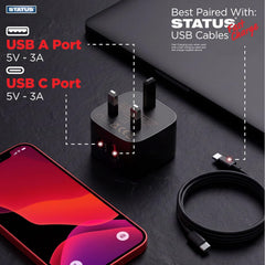3A 20W USB-A & USB-C Girişli Beyaz Hızlı Şarj Adaptörü Priz