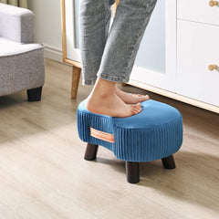 Saplı Ahşap Ayaklı 40x22 Cm Kavisli Taşınabilir Puf Lacivert