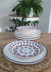 4 kişilik 8 Parça Kırmızı Yusufcuk Desenli Yemek Takımı