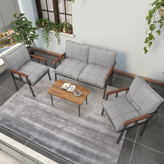 Hayal 4 Kişilik Sehpalı Bahçe Oturma Grubu Gri