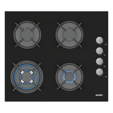 Simfer 3 Gözü Gazlı Wok Cam Ankastre Ocak Siyah